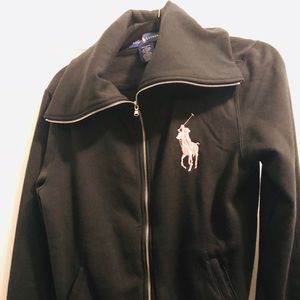 Pink pony black sweat shirt.